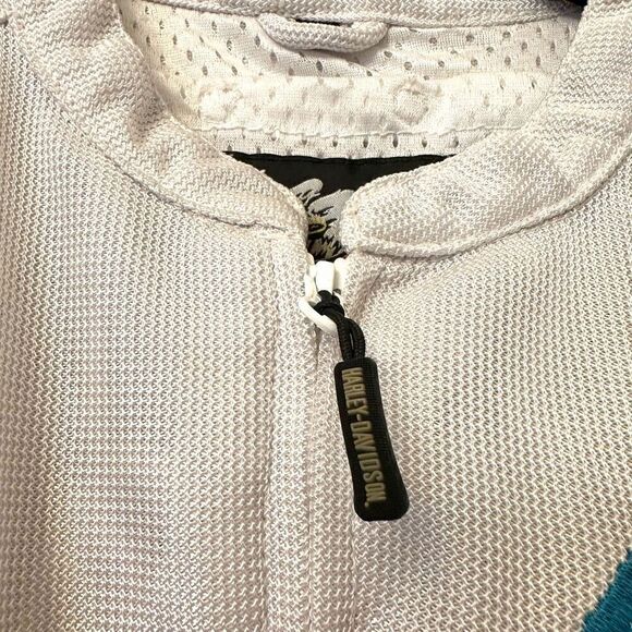 Vintage Harley Davidson Full Zip Motorcycle Armoured Jacket White Large - Picture 8 of 11